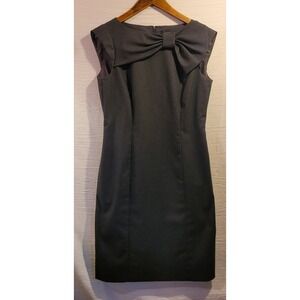 Tahari Sheath Dress Size 6 Charcoal Gray Sleeveless Stretch‎ Bow Office Career